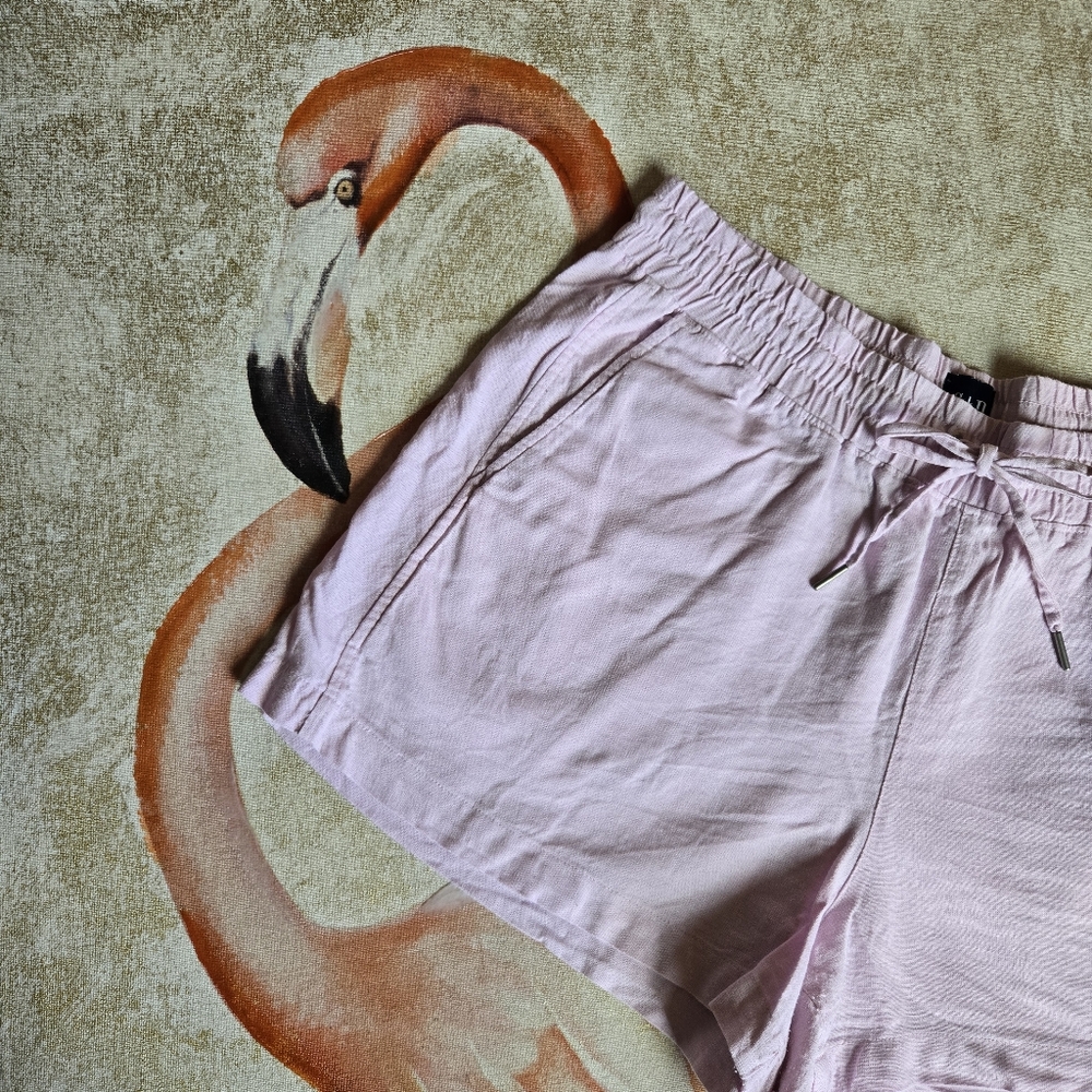3/$25 Gap Linen Drawstring Shorts Large Casual Pink Spring Summer
